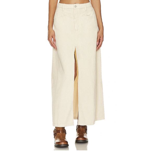 Free People Come As You Are Cord Maxi Skirt in Beechwood Size 0 - Picture 1 of 9